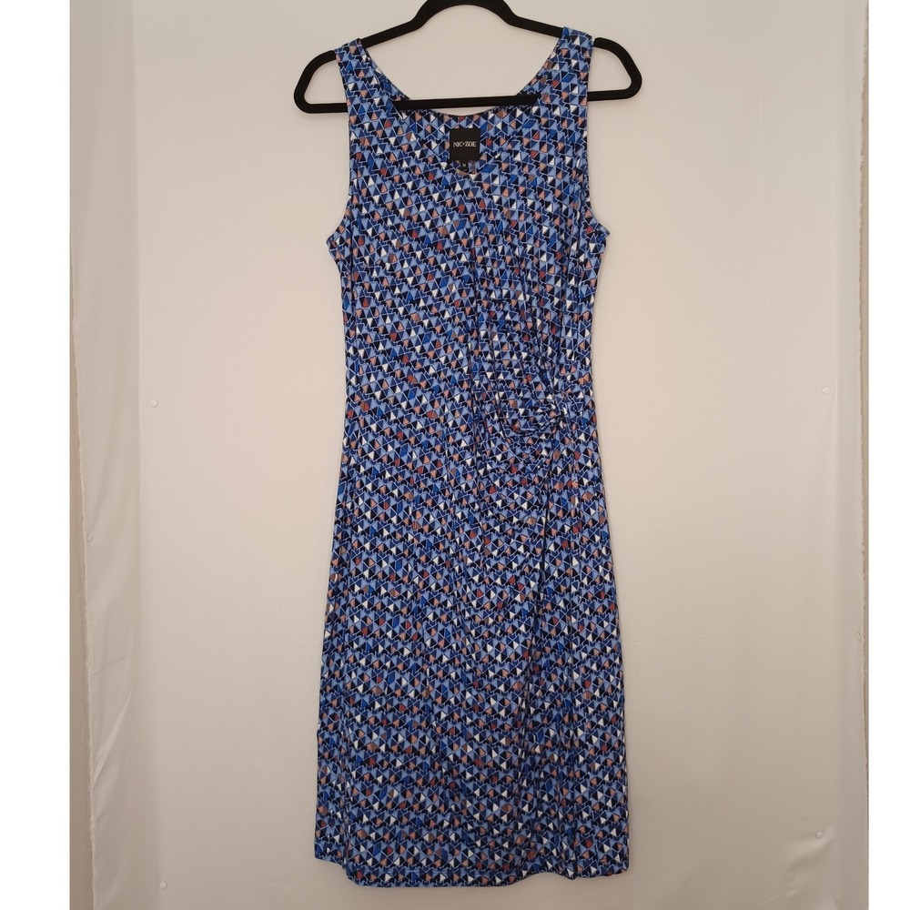 Women's Nic & Zoe Blue w/Colorful Triangles Midi Tank Dress Size Medium
